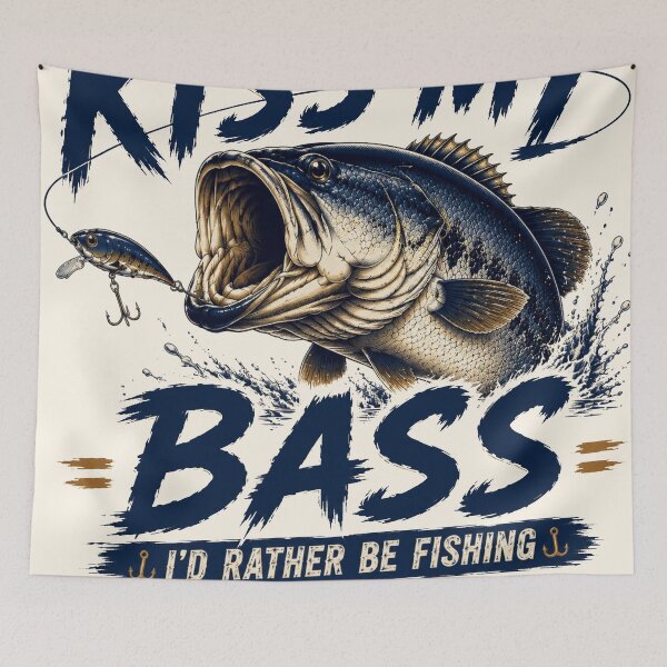Item preview, Kiss My Bass I'd Rather Be Fishing Funny Bass Fishing T-Shirt designed and sold by TeeVerse27.