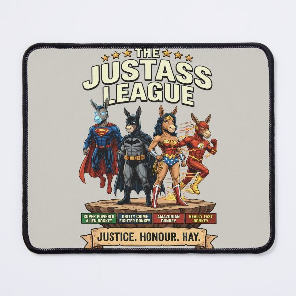 Item preview, The Justass League (Donkey Superheroes) designed and sold by Cathedral of Curiosity.