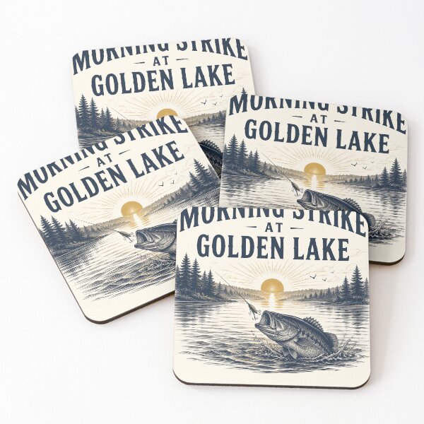 Item preview, Morning Strike At Golden Lake Vintage Bass Fishing Sunset T-Shirt designed and sold by TeeVerse27.