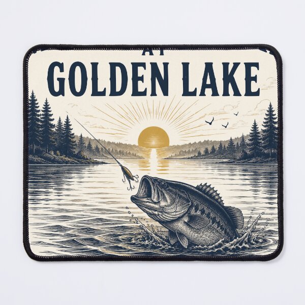 Item preview, Morning Strike At Golden Lake Vintage Bass Fishing Sunset T-Shirt designed and sold by TeeVerse27.