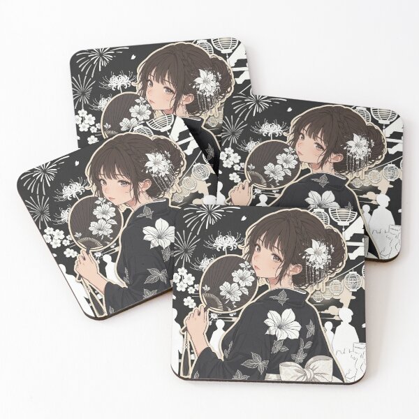 Item preview, Black Yukata Lady - kawaii version designed and sold by Japanese Vibes.