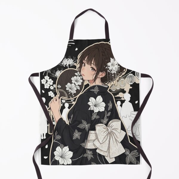 Item preview, Black Yukata Lady - kawaii version designed and sold by Japanese Vibes.