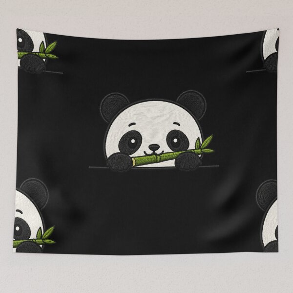 Item preview, Cute Peeking Panda Eating Bamboo Embroidery Patch designed and sold by ColorSplash123.