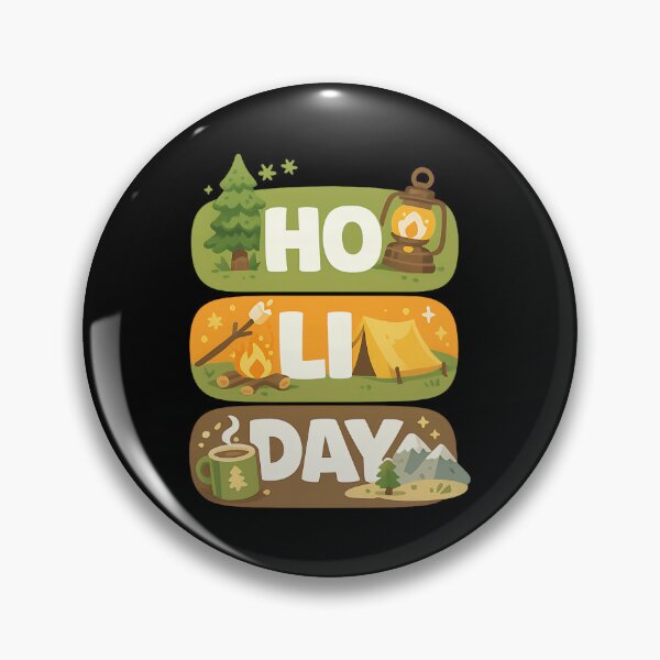 Item preview, HO LI DAY Camping Holiday Typography Design designed and sold by TeeTimeTreasure.