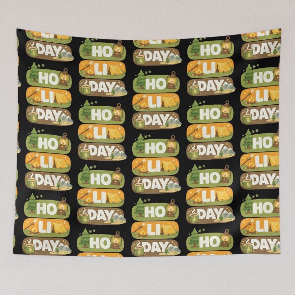Item preview, HO LI DAY Camping Holiday Typography Design designed and sold by TeeTimeTreasure.