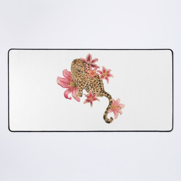 Item preview, Watercolor Leopard With Pink Lily Flowers Botanical Wildlife T-Shirt designed and sold by TropikaArts.