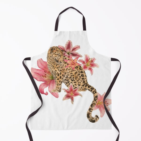 Item preview, Watercolor Leopard With Pink Lily Flowers Botanical Wildlife T-Shirt designed and sold by TropikaArts.