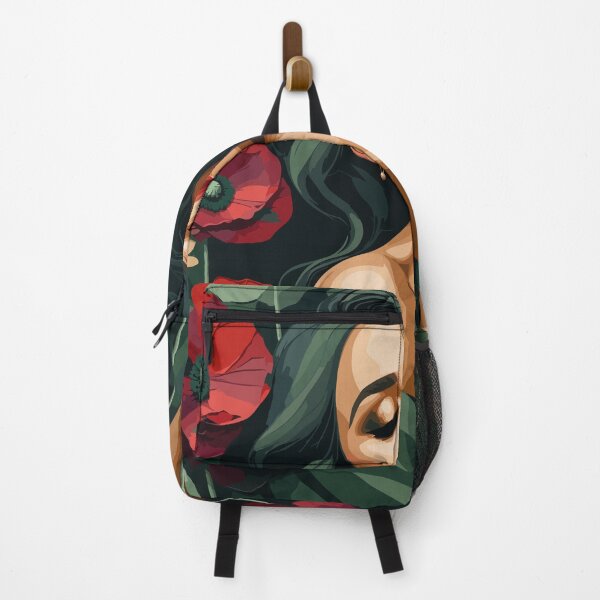 Item preview, Dark Poppy Muse – Romantic Botanical Woman Portrait designed and sold by ArtByBoya.