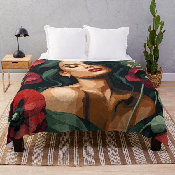 Item preview, Dark Poppy Muse – Romantic Botanical Woman Portrait designed and sold by ArtByBoya.