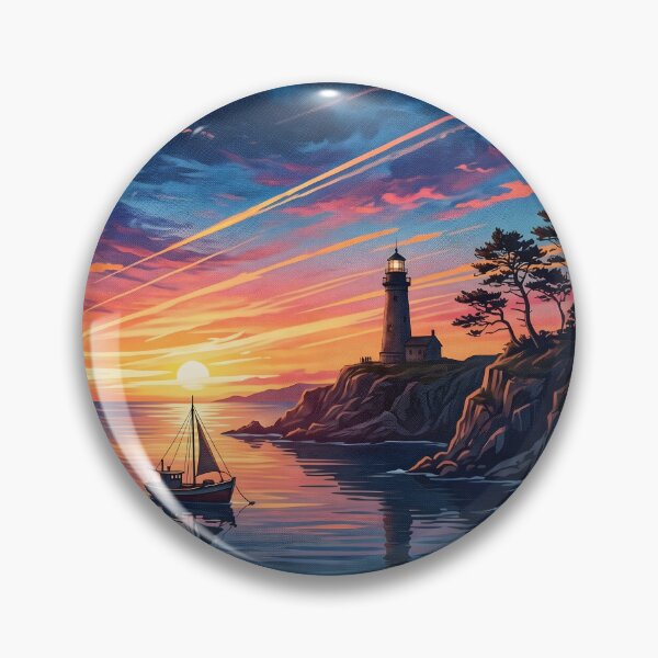 Item preview, Lighthouse and Sailboat at Sunset Coastal Scenery designed and sold by artscripts.