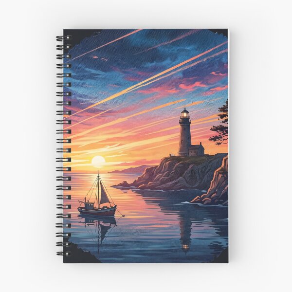 Item preview, Lighthouse and Sailboat at Sunset Coastal Scenery designed and sold by artscripts.