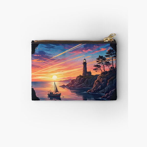 Item preview, Lighthouse and Sailboat at Sunset Coastal Scenery designed and sold by artscripts.