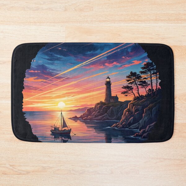 Item preview, Lighthouse and Sailboat at Sunset Coastal Scenery designed and sold by artscripts.