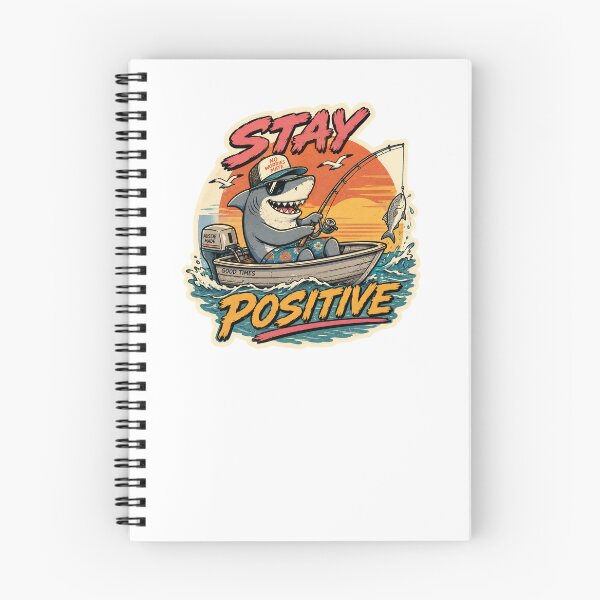 Item preview, Stay Positive Funny Shark Fishing Retro Sunset Boat Aussie designed and sold by Yellowriversss.