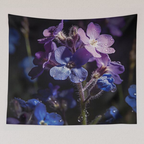 Item preview, Blue Forget Me Not Dew Flowers designed and sold by WitchyBotanicaArt.