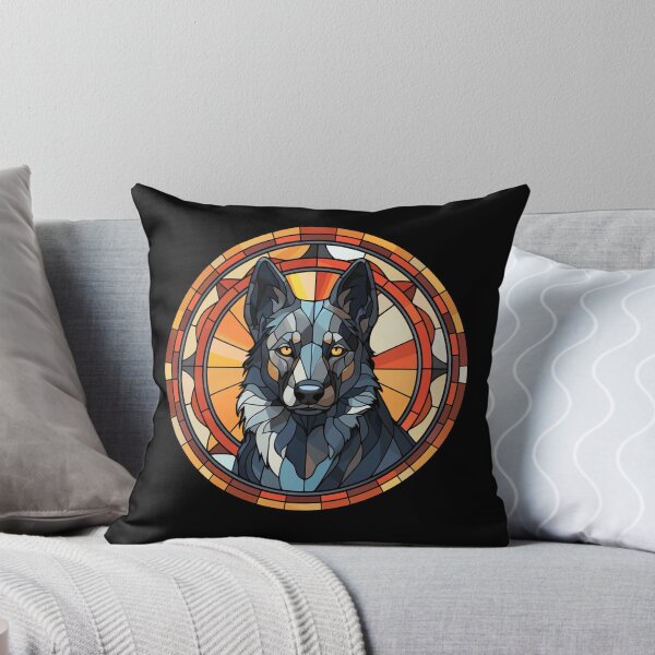 Item preview, Norwegian Elkhound Dog Stained Glass Leadlight Artistic Design Mom Dad designed and sold by rafaeltto.