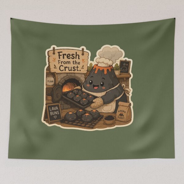 Item preview, Fresh From the Crust Funny Volcano Bakery Kawaii designed and sold by SimplePoDesign.
