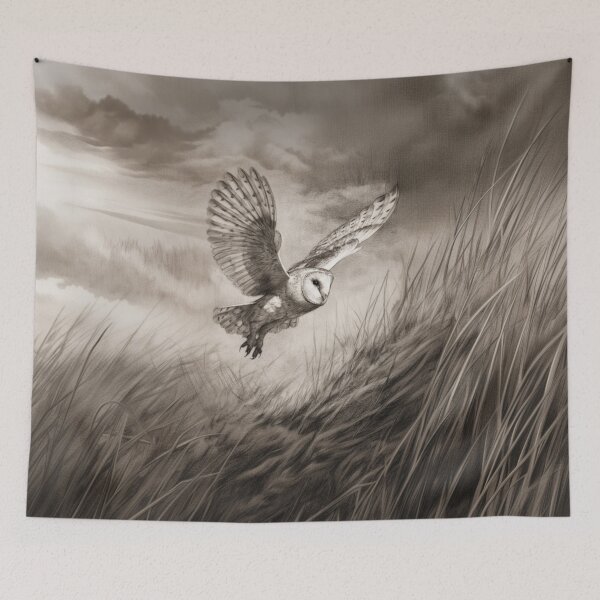 Item preview, A Barn Owl sweeping across open farmland, Birds in Motion designed and sold by CDC40.