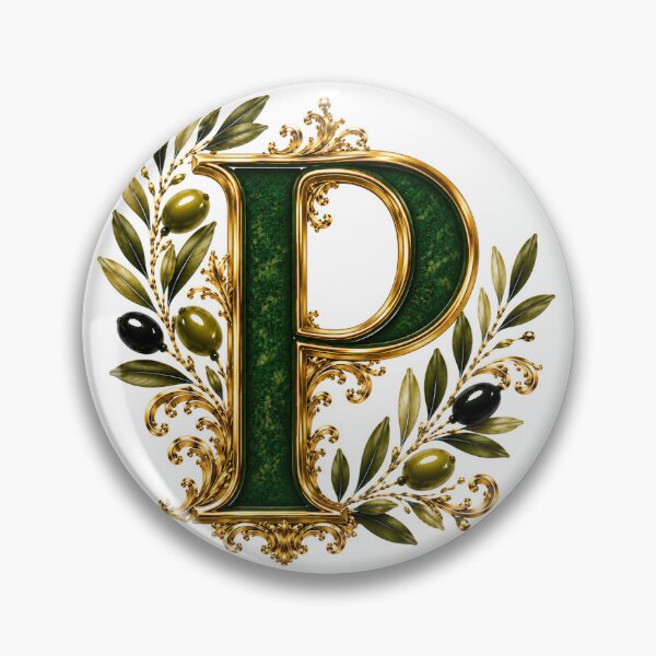 Item preview, Elegant Letter P Monogram with Olive Branches & Gold Botanical Design | Luxury Green Floral Initial designed and sold by MoodLay.