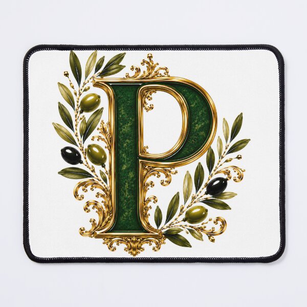 Item preview, Elegant Letter P Monogram with Olive Branches & Gold Botanical Design | Luxury Green Floral Initial designed and sold by MoodLay.