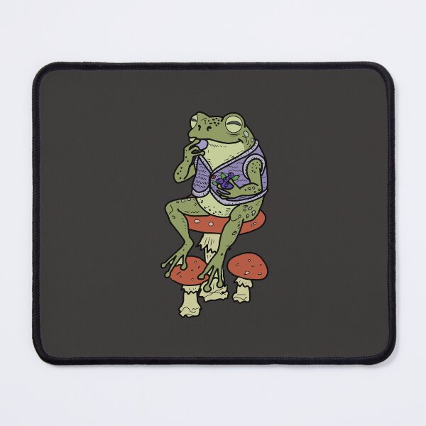 Item preview, Frog on mushrooms enjoying blueberries illustration designed and sold by LeshanArt.