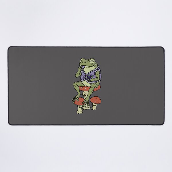 Item preview, Frog on mushrooms enjoying blueberries illustration designed and sold by LeshanArt.