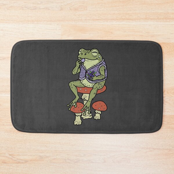 Item preview, Frog on mushrooms enjoying blueberries illustration designed and sold by LeshanArt.