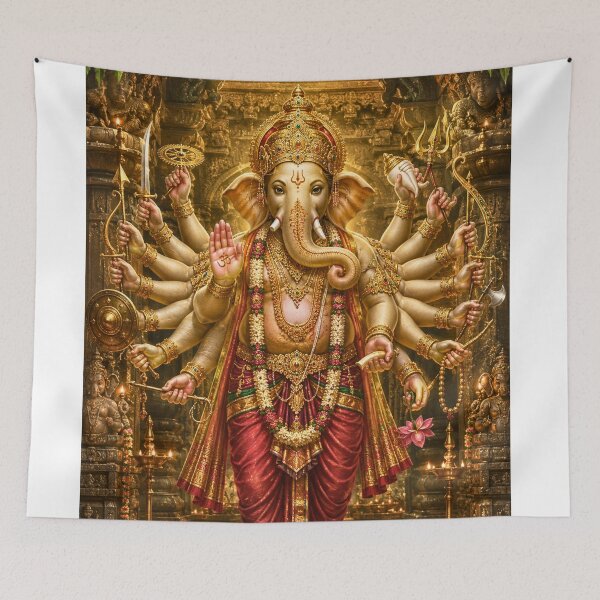 Item preview, The 32 forms of Ganapati Series - Veera Ganapati – The Divine Warrior | Museum-Quality Sacred Hindu Wall Art designed and sold by Homyar.