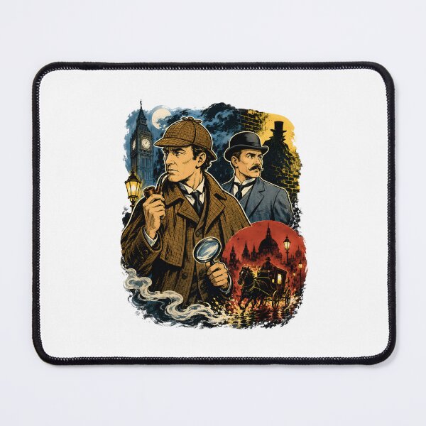 Item preview, Sherlock Holmes and Dr Watson London Detective Graphic Art designed and sold by Fenay Designs.