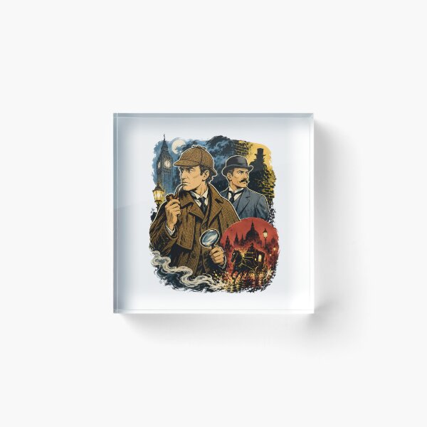 Item preview, Sherlock Holmes and Dr Watson London Detective Graphic Art designed and sold by Fenay Designs.