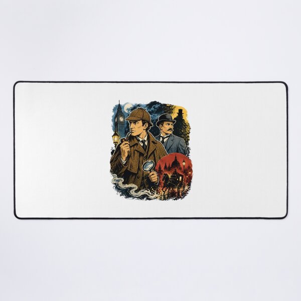 Item preview, Sherlock Holmes and Dr Watson London Detective Graphic Art designed and sold by Fenay Designs.