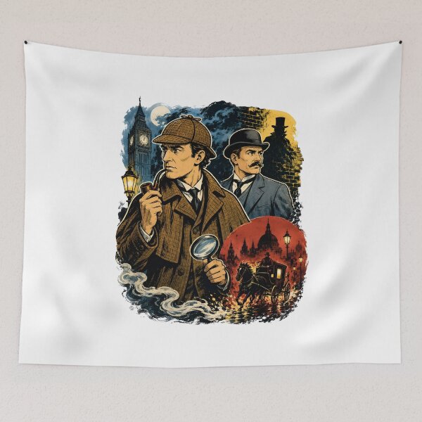 Item preview, Sherlock Holmes and Dr Watson London Detective Graphic Art designed and sold by Fenay Designs.
