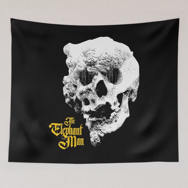 Item preview, White Silhouette Skull Head Yellow Typography designed and sold by MosiqueUnique.
