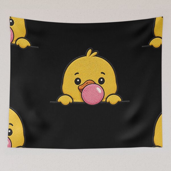 Item preview, Cute Peeking Duck Blowing Bubble Gum Embroidery Patch designed and sold by ColorSplash123.