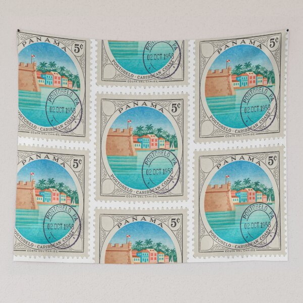 Item preview, Portobelo Panama Caribbean Fortress Postage Stamp Sticker designed and sold by stickercuffs.