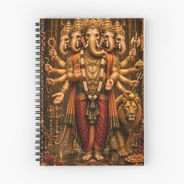 Item preview, The 32 forms of Ganapati Series-Heramba Ganapati – The Five-Faced Protector | Museum-Quality Sacred Hindu Wall Art designed and sold by Homyar.