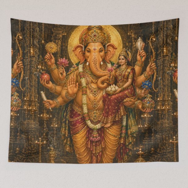 Item preview, The 32 forms of Ganapati Series-Maha Ganapati – The Great Supreme Lord | Museum-Quality Sacred Hindu Wall Art designed and sold by Homyar.