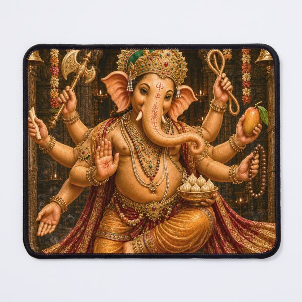 Item preview, The 32 forms of Ganapati Series-Nritya Ganapati – The Divine Cosmic Dancer | Museum-Quality Hindu Devotional Wall Art designed and sold by Homyar.