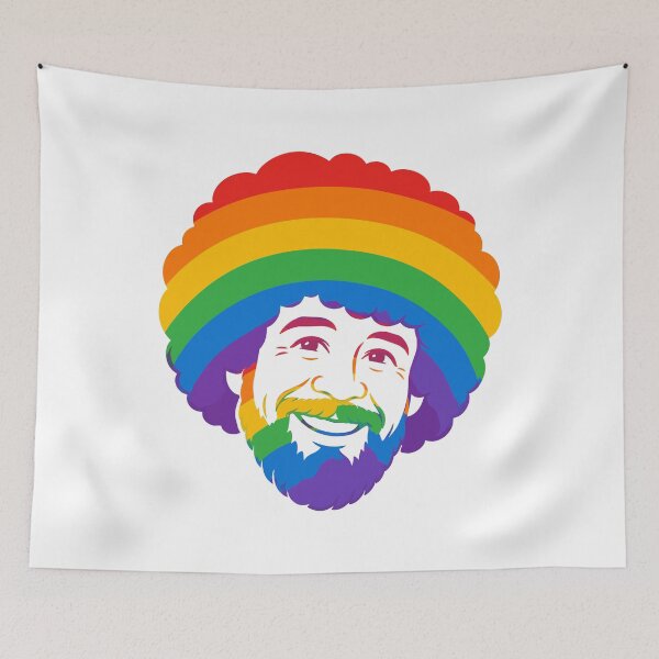 Item preview, Rainbow Bob Ross Head | Happy Little Colors Illustration designed and sold by pixiedustpaint.