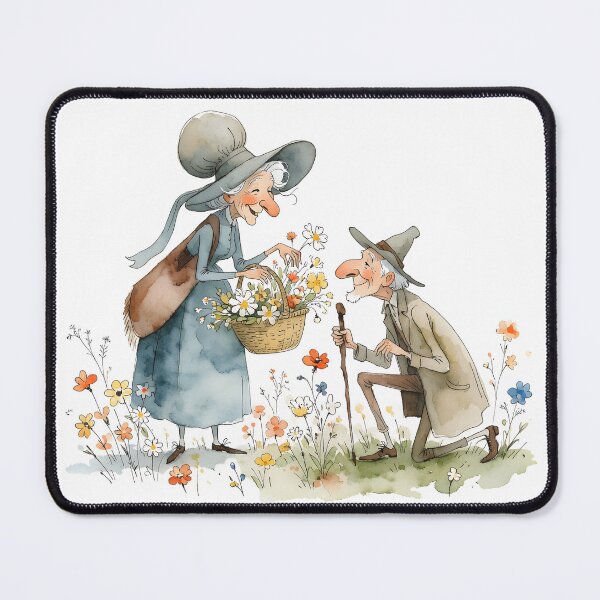 Item preview, Whimsical Elderly Couple Wildflower Love Illustration   designed and sold by Connys Colorful World.