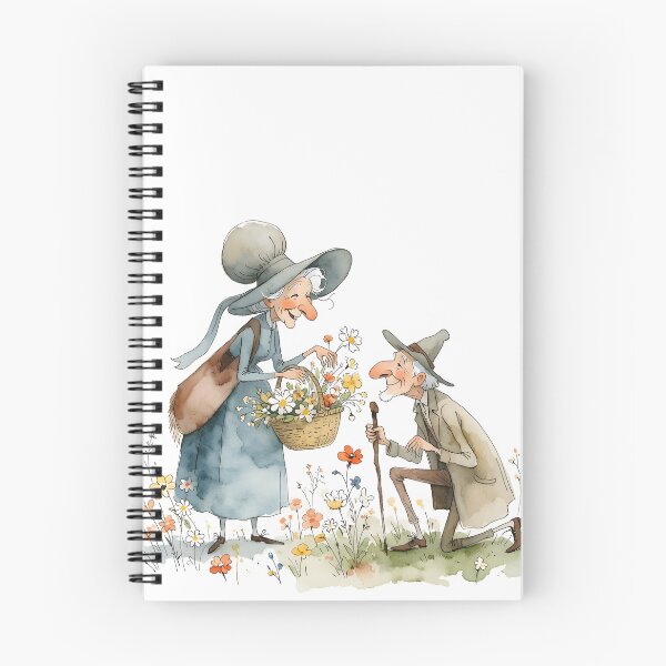Item preview, Whimsical Elderly Couple Wildflower Love Illustration   designed and sold by Connys Colorful World.