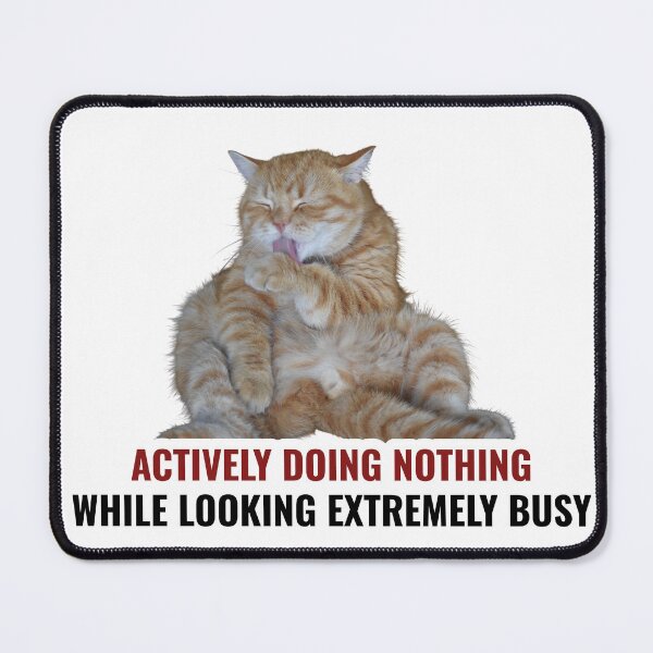 Item preview, Actively Doing Nothing Orange Cat Meme Sticker designed and sold by StikerChuns.