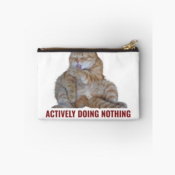 Item preview, Actively Doing Nothing Orange Cat Meme Sticker designed and sold by StikerChuns.