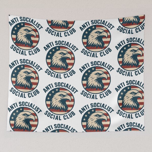 Item preview, Anti Socialist Social Club Patriotic Bald Eagle American Flag designed and sold by PixlCrypt.