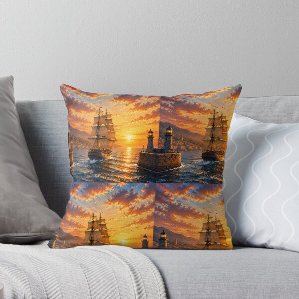Item preview, Sailing Beyond the Harbor | Sunset Ocean Ship Art designed and sold by TaoubaBee.