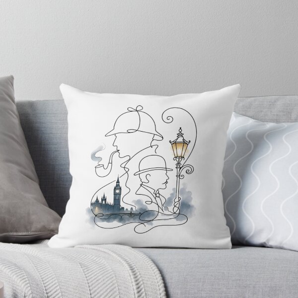Item preview, Sherlock Holmes and Dr Watson London Big Ben Line Art Silhouette designed and sold by Fenay Designs.