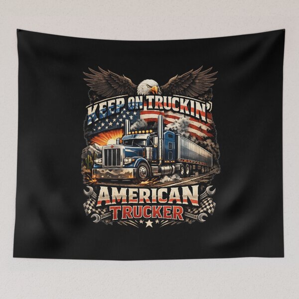 Item preview, Keep On Truckin American Trucker Eagle Semi Truck Patriotic Vintage Graphic designed and sold by ArcadiaSilence.