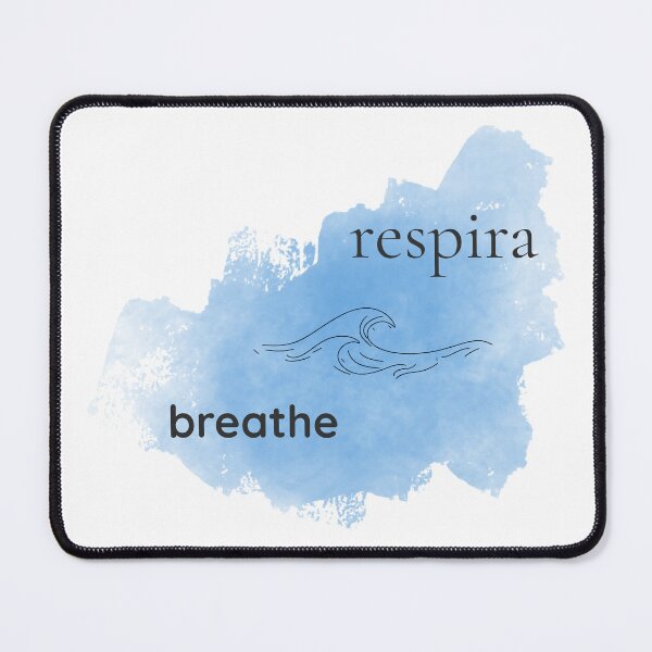 Item preview, respira/breathe Bilingual Blue Watercolor Minimalist Art designed and sold by Sunbeam Atelier.