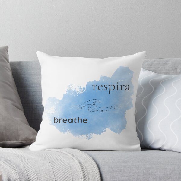 Item preview, respira/breathe Bilingual Blue Watercolor Minimalist Art designed and sold by Sunbeam Atelier.