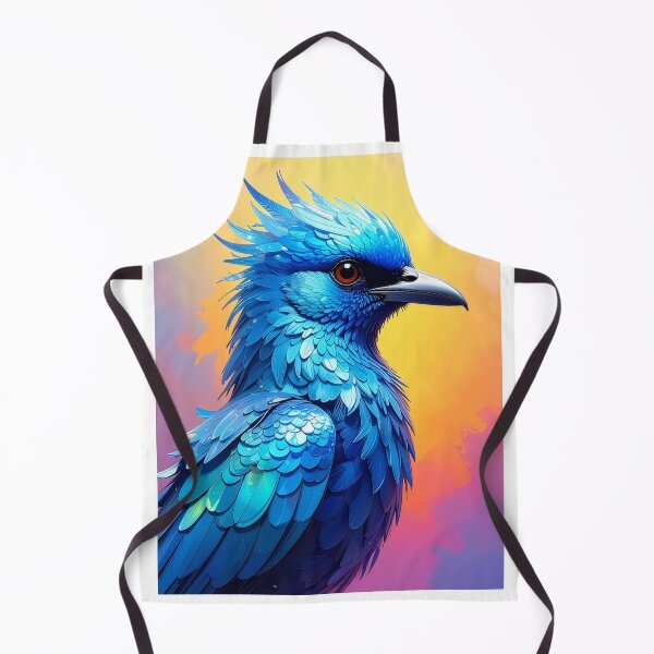 Item preview, Crested blue bird fantasy art vivid feathers red eye painterly exotic bird poster wall decor designed and sold by icemanphotos.